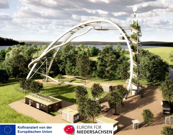 Blick auf den neuen Aussichts- und Eventbogen Skyloop in Mardorf